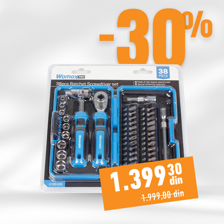 KLJUČ NASADNI SA PINOVIMA I RAČNOM SET 38KOM