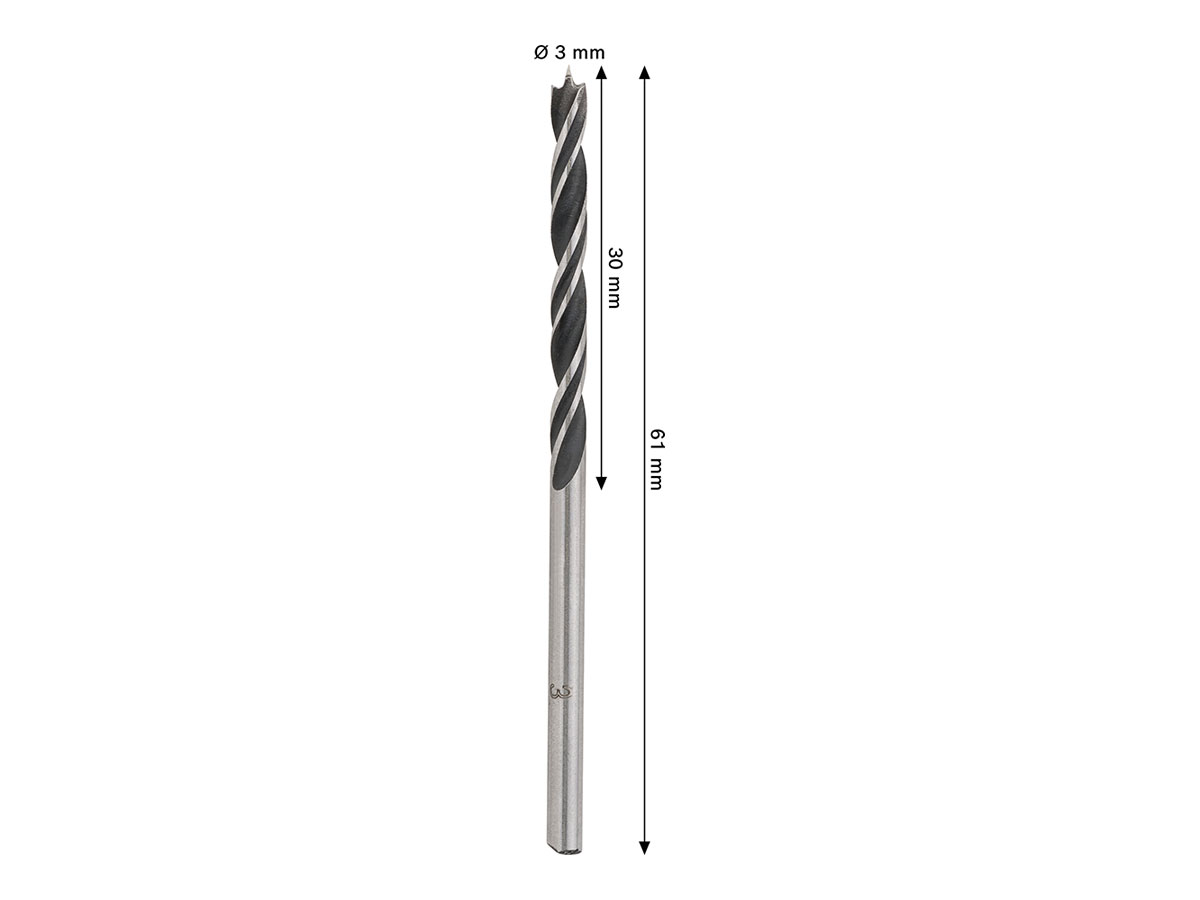 BURGIJA PRO za drvo 3x61mm CYL 