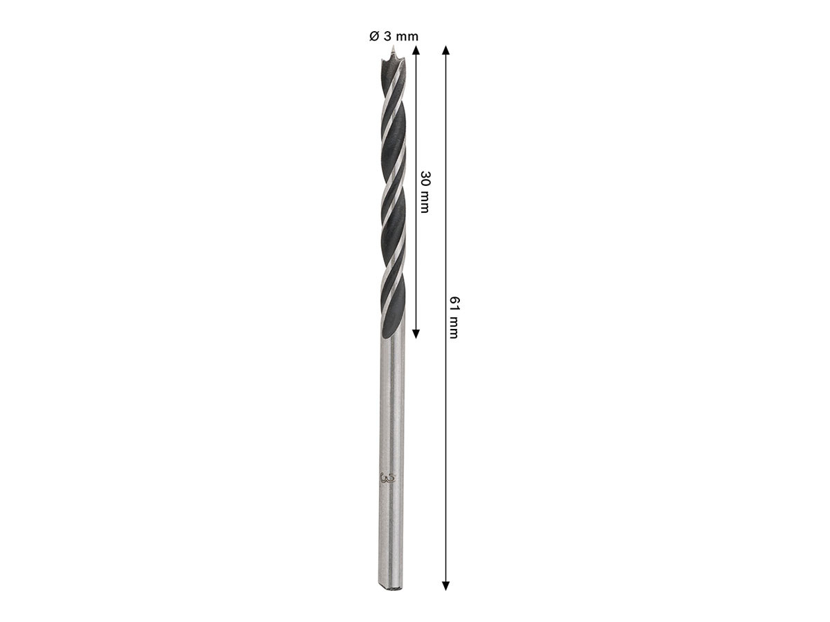 BURGIJA PRO za drvo 3x61mm CYL 