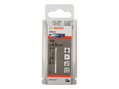 BURGIJA O4.5x47x80mm ZA METAL HSS-G 